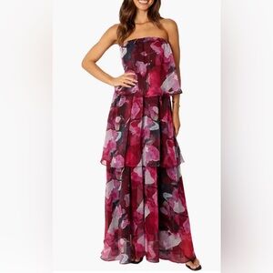 Petal & Pup Floral Strapless Pink and Purple Dress Size Medium NWT